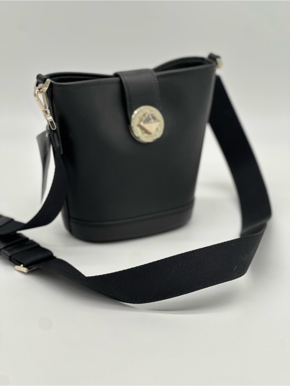 Kate Spade Black Crossbody Bucket Bag with Gold Accent